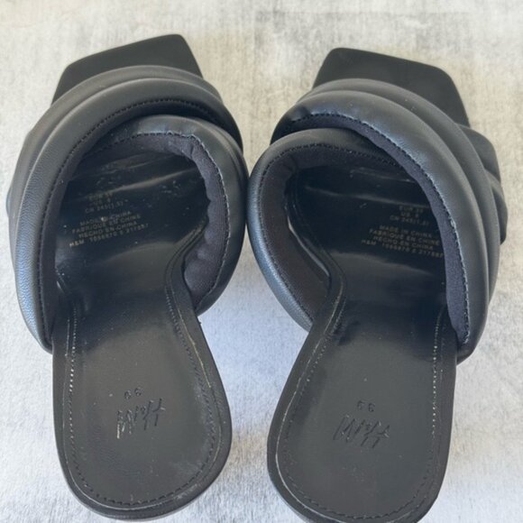H&M Mules Heels Sandals Quilt Black Sz.39/ US8 - Picture 11 of 16
